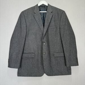 Lauren Ralph Lauren Herringbone Blazer Mens 46R Wool Cashmere Gray Old Money